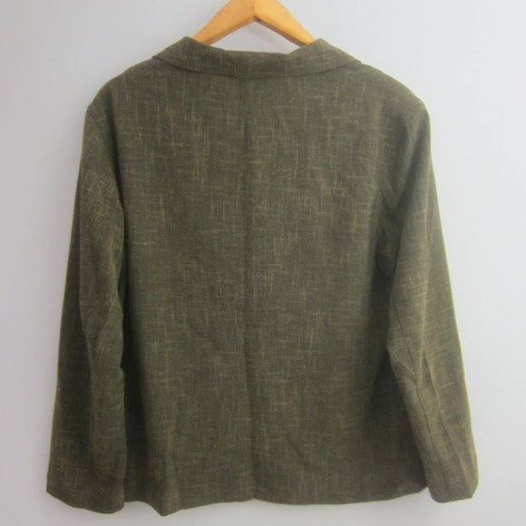 Vintage Chicos 3 Womens XL Dark Green Brown Long Sleeve Blazer Jacket Pockets - Picture 6 of 7
